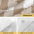 thumbnail image 4 of No Hook Shower Curtain with Snap in Liner, Brown and White Plaid Waterproof Bath Curtain Double Layers with See Through Top Window, Farm Lattice Hotel Shower Curtains 72x84in, 4 of 9
