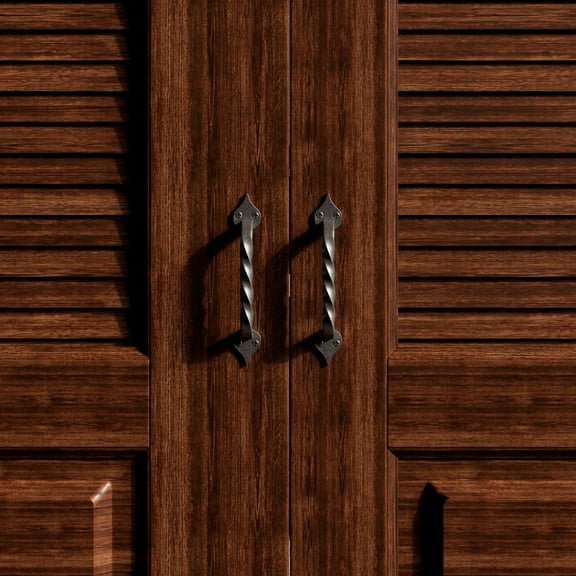 Renovators Supply Cabinet Handles for Cabinets and Drawers 5.8" Black Twisted Wrought Iron Cabinet Pulls w/Screws