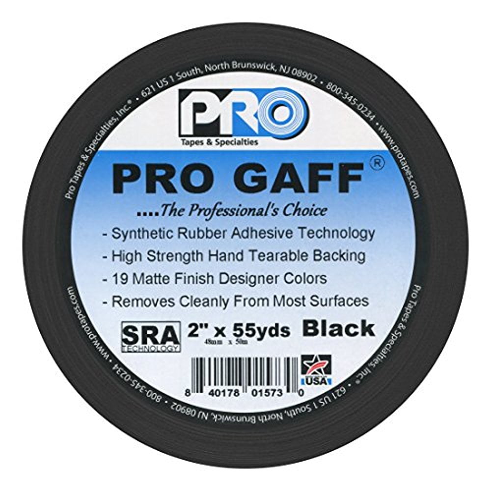 Pro Gaff Gaffers Tape 1 and 2 inch widths, 17 colors available, 2 inch, Black