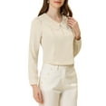 thumbnail image 1 of INSPIRAR CHIC Blusa de Manga Larga con Cuello Peter Pan y Botones Decorativos en la Espalda XL Color Albaricoque, 1 of 7