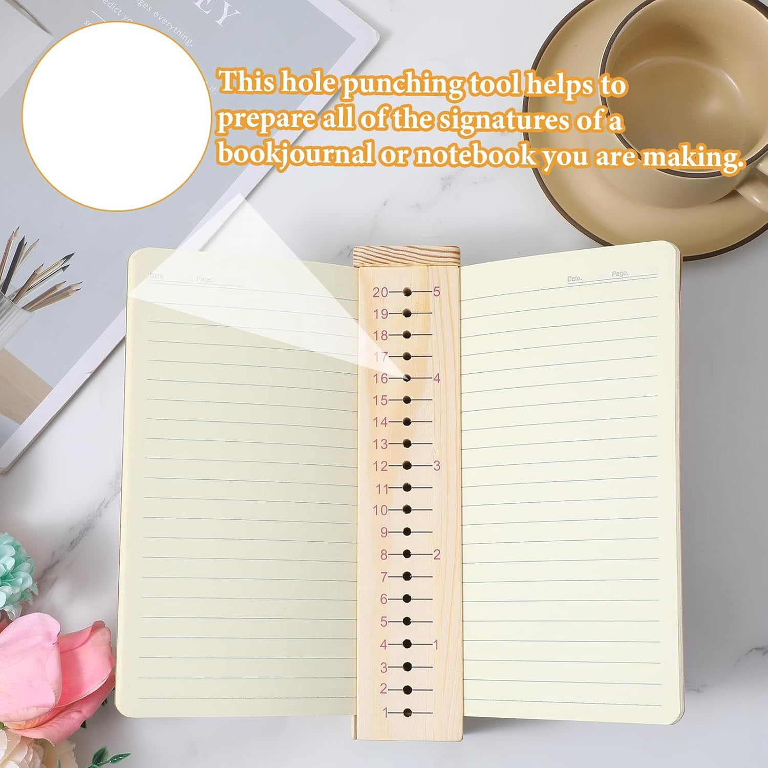 Wood Book Binding Cradle with an Awl, Book Binding Kits Used for Bookbinding Hole Punching, Sturdy and Durable, Easy to Store, Bookbinding Supplies Punch Tools