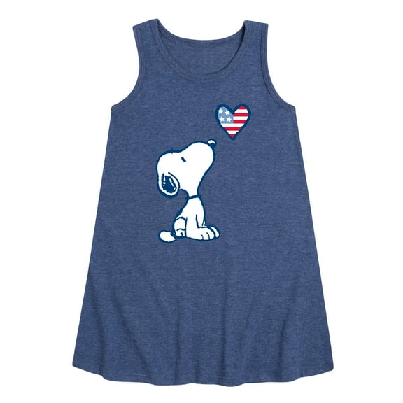 Peanuts - Snoopy Flag Heart - Toddler & Youth Girls A-line Dress