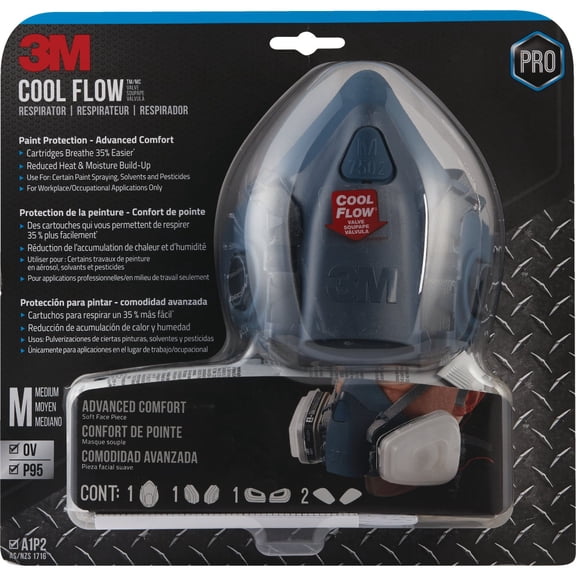 3M 7512PA1-A-PS Professional Paint Respirator, Medium