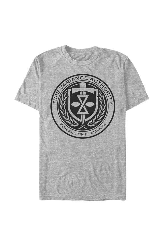 Men's Marvel Loki Time Variance Authority Logo Graphic Tee Athletic Heather Medium