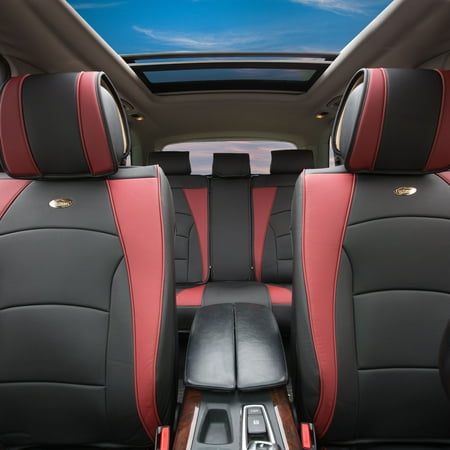 Car Suv Truck Pu Leather Seat Cushion Covers 5 Full Set Seats Car Suv Truck Pu Leather Seat Cushion Covers 5 Full Set Seats Burgundy With Black
