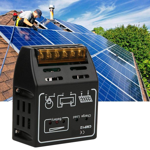 Controlador solar negro, controlador de panel solar con protección de sobrecarga 20A