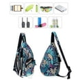 thumbnail image 6 of HAWEE Rope Sling Bag for Women and Men Casual Cross Body Backpack Adjustable Anti-slip Strap/ Bottle Pocket/ Earphone Hole for Travel Hiking Sports, Blue Maple, 6 of 7