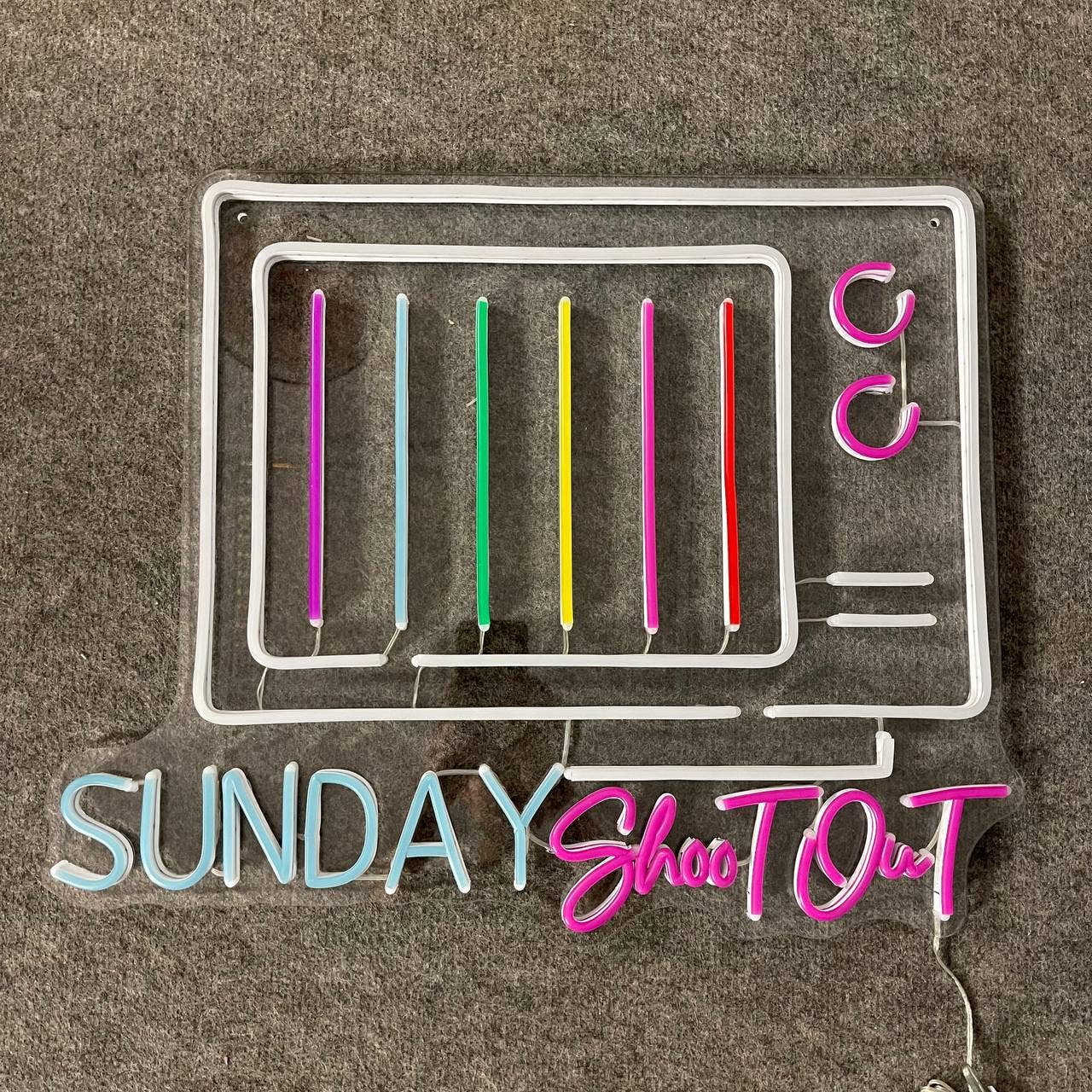 Glowneon Sunday Shoot Out Neon Sign, Vintage Television Wall Decor