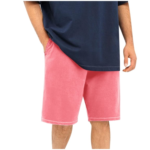Plebaso Cotton Shorts for Men Drawstring Elastic Waist Casual Shorts Loose Comfort Mens Summer Shorts
