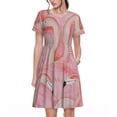 thumbnail image 1 of Vsdgher Flamants Roses pour Femmes Été 2025 Robes Midi Décontractées Légères Manches Courtes Col Rond Robe de Plage, 1 of 6