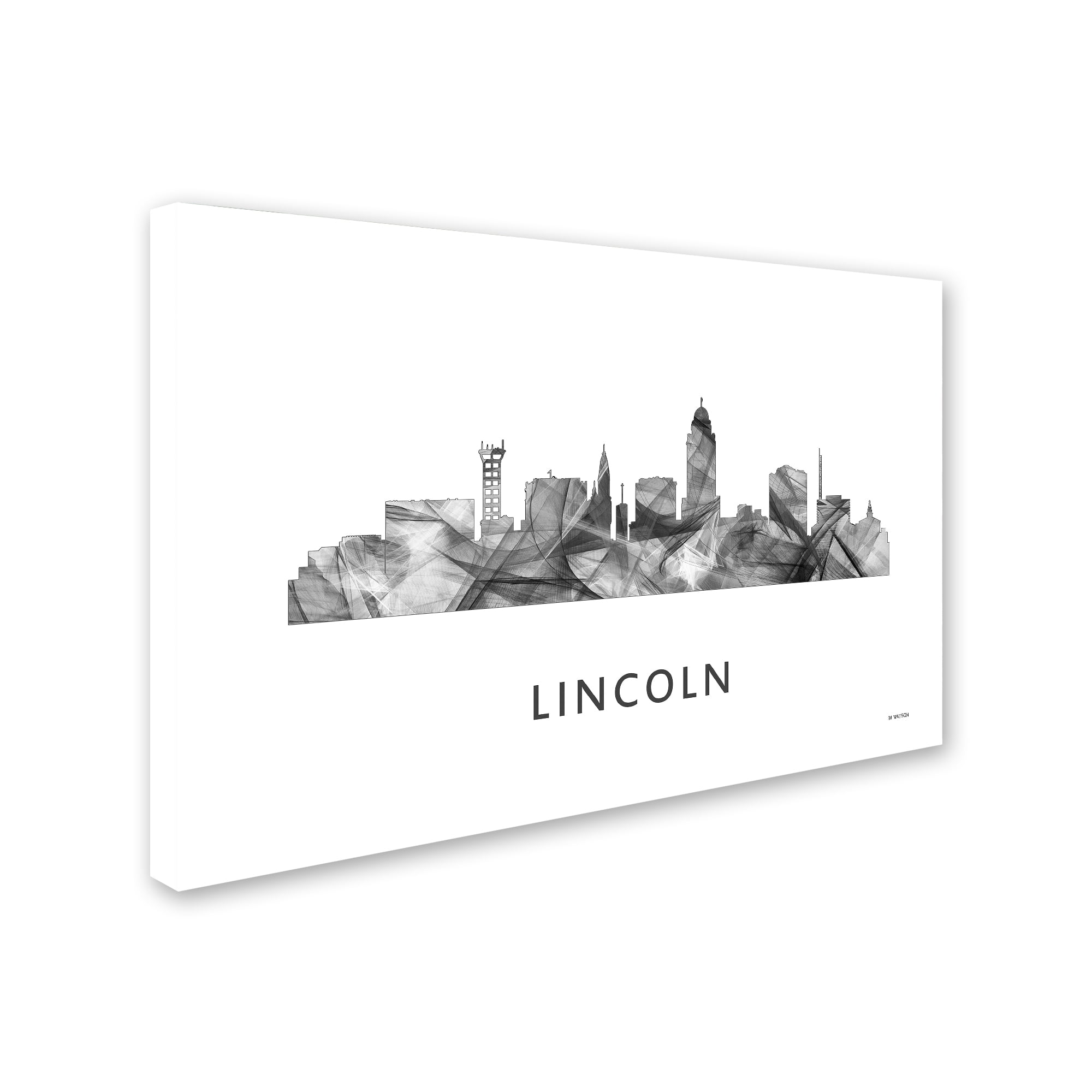 Trademark Fine Art 'Lincoln Nebraska Skyline WB-BW' Canvas Art by Marlene Watson