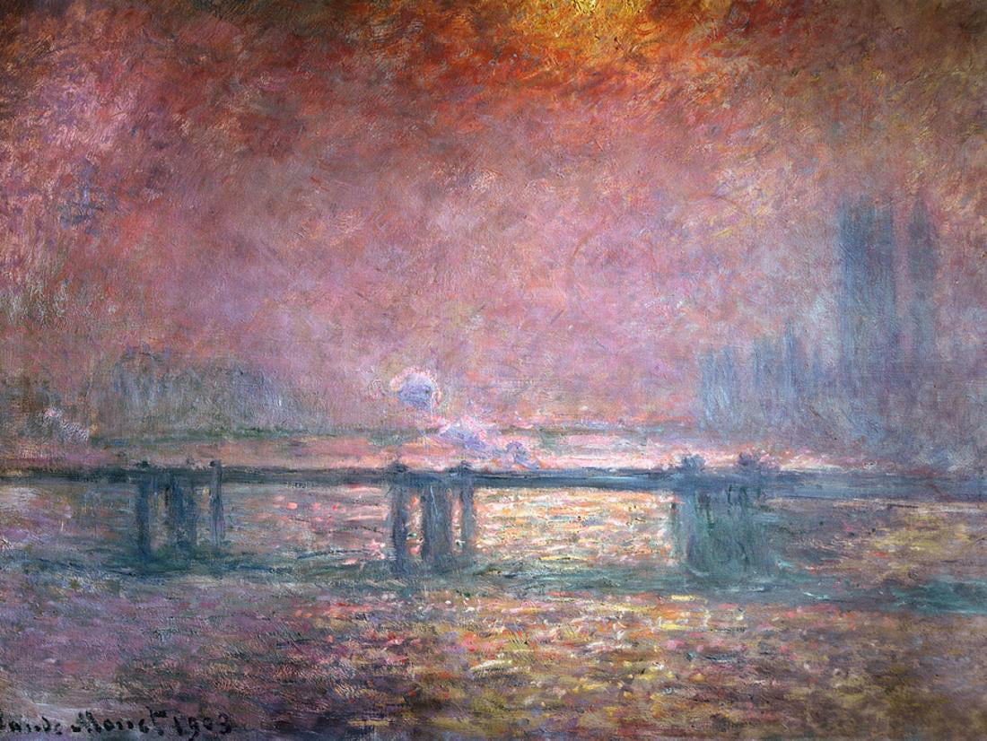 Charing Cross Bridge Claude Monet Waterscape Painting Canvas Art Print 8x10 