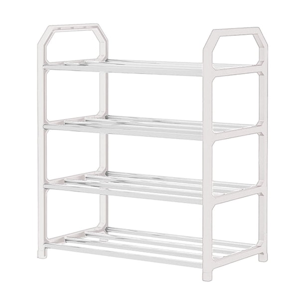 Zapatero de 4 niveles, organizador de zapatos de plástico para dormitorio y entrada, almacenamiento multinivel para zapatos y accesorios, fácil de montar sin herramientas, tamaño 54,4 x 26,7 x 46,8 c