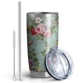 thumbnail image 2 of 20oz Tumbler with Lid and Straw Stainless Rose Pink Flowers Steel Vacuum Insulated Water Coffee Tumbler Cup, Double Wall Vacuum Insulated Travel Mug Reusable Tumblers for Ice Drinks, Hot Beverage, 2 of 7