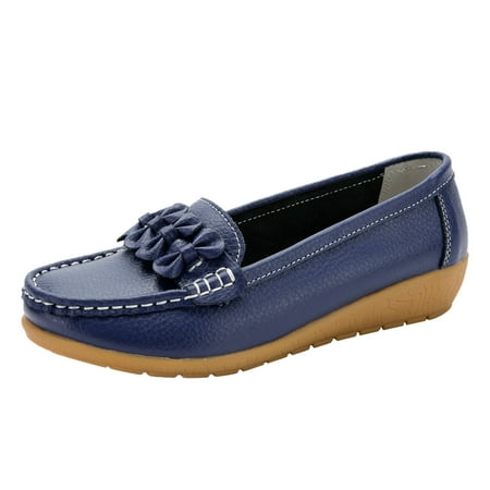 

eczipvz Women’s Ballet Flats Comfortable Round Toe Slip on Dressy Work Office Shoes with Arch Support (Dark Blue 9)