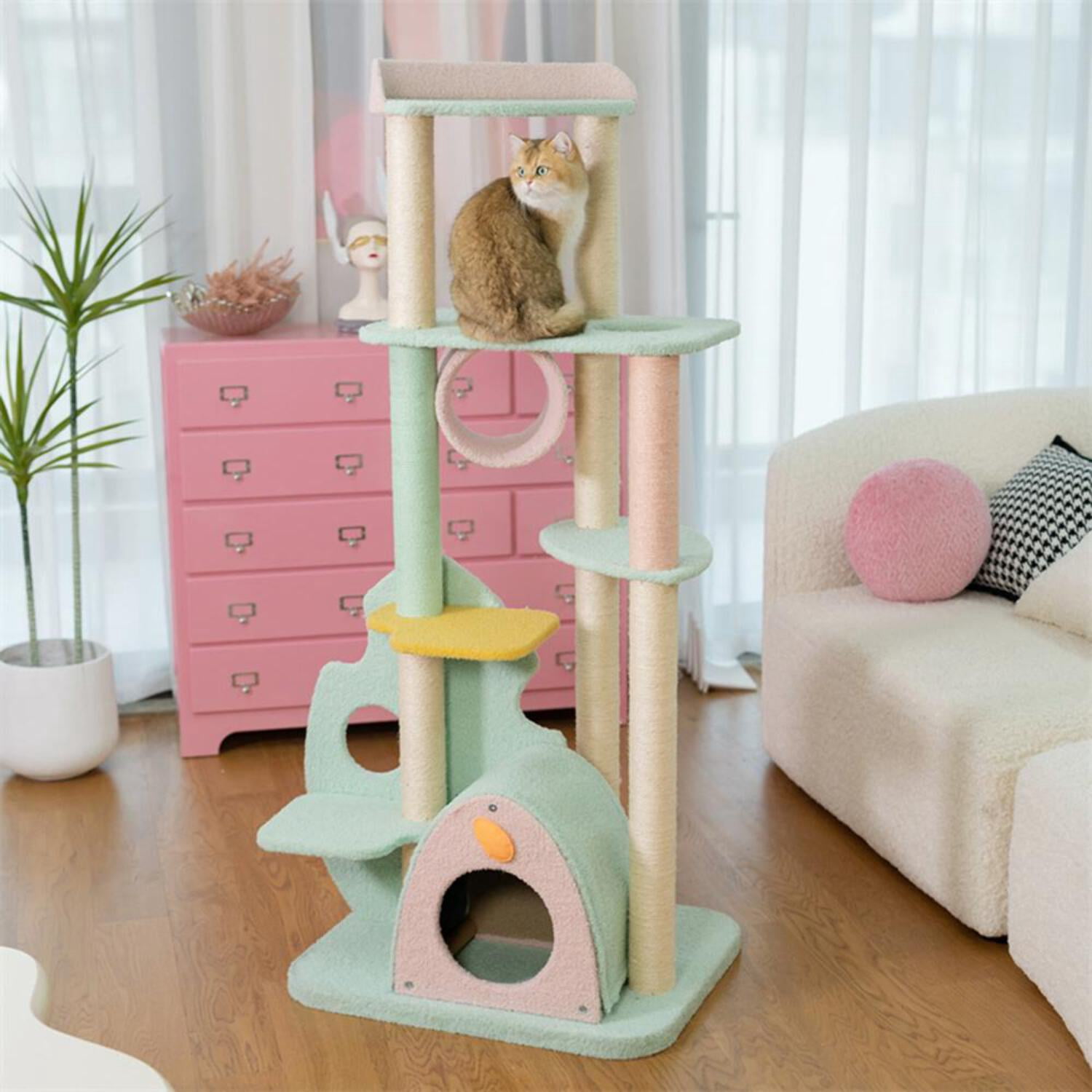 Happy & Polly Wonderland 58-in Plush Cat Tree & Condo, Jumbo