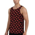 Lukts Sexy Red Lips Kiss Print Men's Muscle Shirts Sleeveless Dry Fit
