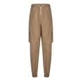 thumbnail image 2 of Autumn And Winter Mens Solid Color Work Pants Drawstring Leg Mouth Sticky Tape Pocket Casual Pants, 2 of 5