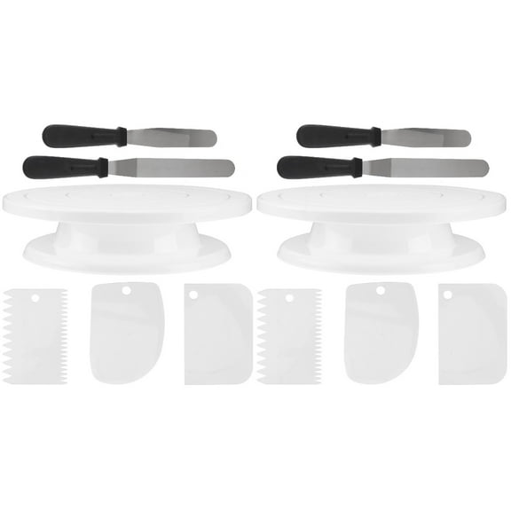 unbranded 2 Sets  of 6pcs Cake Decorating Tools Cake Rotating Turntable Scrapers Plastic Spatula Baking Tools