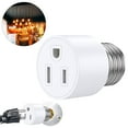 thumbnail image 1 of 1 Pack Light Socket to Plug Adapter, 3 Prong Light Socket Adapter, Light Bulb Outlet Socket Adapter, Easy Installation E26/E27 Bulb Socket Adapter for Garage Porch Basement, 1 of 9