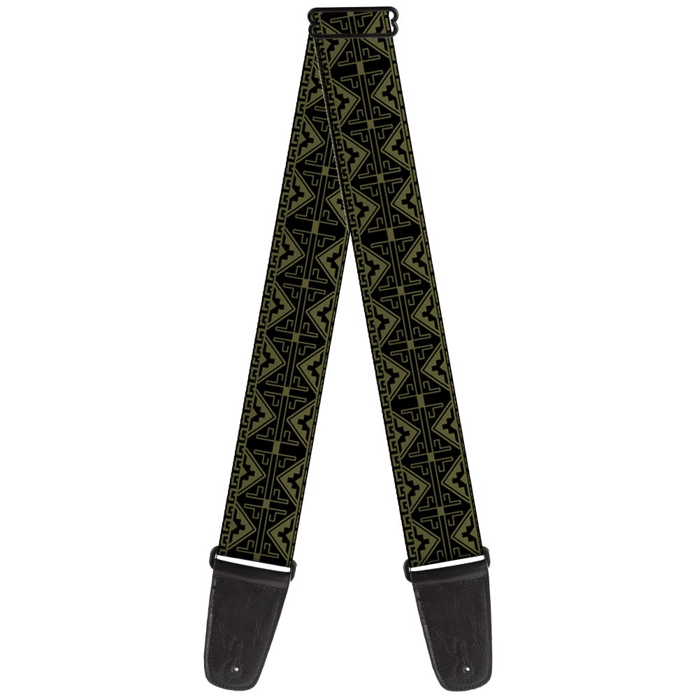 Buckle-Down Guitar Strap, Geometric Black Olive, 2 Inches Wide