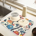 thumbnail image 2 of Yayeee Dish Drying Mat for Kitchen Counter 16" x 18" Microfiber Super Absorbent Coffee Decorative Pad, Vibrant Japanese Flowers, 2 of 9