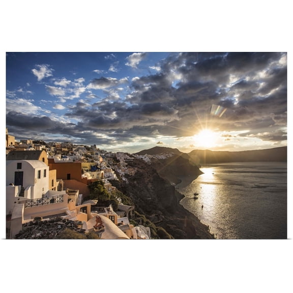 Great BIG Canvas | Rolled Scott Stulberg Poster Print entitled Sunset at Oia, on the island of Santorini, Greece