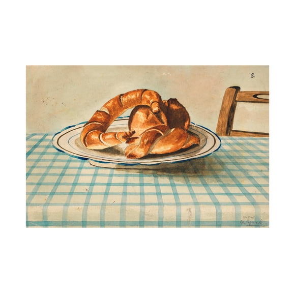 Canvas Wall Art - Pictufy 'Still Life With Pastry Plate' Wall Art for Living Room, Bedroom, or Office D?cor by Trademark Fine Art - 19 x 12 Inches