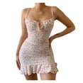 thumbnail image 2 of Jienlioq Robe pour Femmes Grande Taille Liquidation Nouvelle Mode pour Femmes Robe Mini à Bretelles Spaghetti à Fleurs Robe d'Été Décontractée, 2 of 8