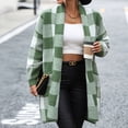 thumbnail image 4 of PENGXIANG Cardigan Long Ample à Carreaux Ouvert pour Femmes Automne 2023, 4 of 6