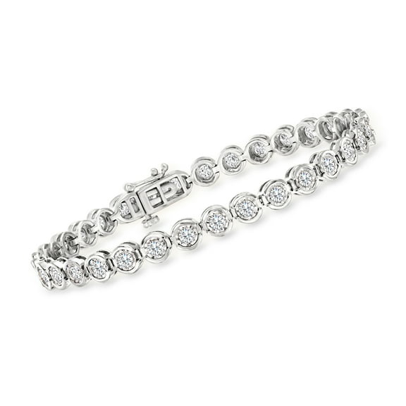 Ross-Simons 3.00 ct. t.w. Bezel-Set Diamond Tennis Bracelet in Sterling Silver, Women's, Adult