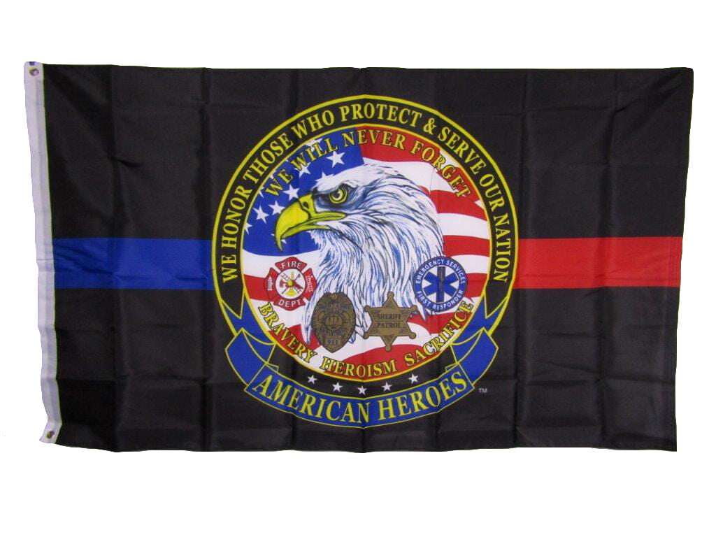 We Honor Those Who Protect Serve Flag 3x5 American Heroes Thin Blue Red Line 