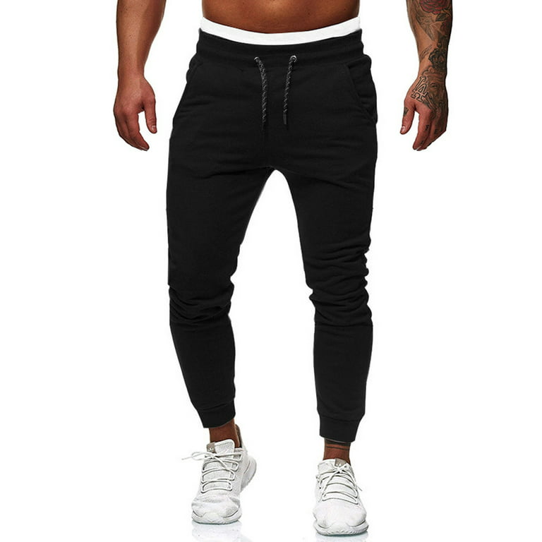 Gym Mens Casual Trousers Plaid Tracksuit Bottoms Slim Fit Skinny Joggers  Sweat Track Pants 