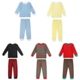 thumbnail image 2 of Conjuntos de pijamas de cuello redondo de algodón para niños y niñas, ropa de bebé con estampado de cuadros a rayas, pijamas de Navidad, venta al por mayor, 2 of 4