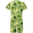 thumbnail image 4 of cllios Men's Workout Sets Summer Tropical Palm Tree Printed Tracksuits Short Sleeve T-Shirt and Shorts Set Casual Crew Neck Muscle Sportswear 2 Piece Tracksuit Summer Outfits, 4 of 5