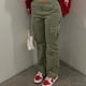 thumbnail image 4 of Mono de mujer de color sólido europeo y americano, pantalones casuales de cintura alta con múltiples bolsillos, de moda y a la moda, que combinan con todo, 4 of 6