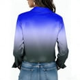thumbnail image 3 of Uootdi Blouses for Women Dressy Casual Long Sleeve Collared Colorblock Print Button Front Relaxed Fit Office Casual Outfits Gift, 3 of 5