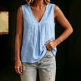thumbnail image 7 of GZWYHT Women V Neck Tank Tops Summer Sleeveless Tunic Casual Basic Shirts True Classic Tees Cute Trendy Clothes Blue L, 7 of 7