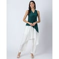thumbnail image 2 of Moomaya Exclusive, Sleeveless Solid Color-Block Kurta with Pants, Asymmetric Indo-Western Coord Set, 2 of 9