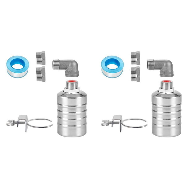 2X Válvula de Flotador de Agua de 1/2 Pulgada A 3/4 Pulgada, Válvula de Flotador de Acero Inoxidable, Válvula de Flotador de Controlador de de Agua Completamente Automática