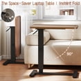 thumbnail image 5 of Pneumatic Overbed Table Height Adjustable, Rolling Bed Desk, Mobile Standing Laptop Table with Wheels, Over Bed Table for Hospital/Sofa/Couch/Bed/Office/Work - Foldable (27.5" W x 15.7" D, Walnut), 5 of 13