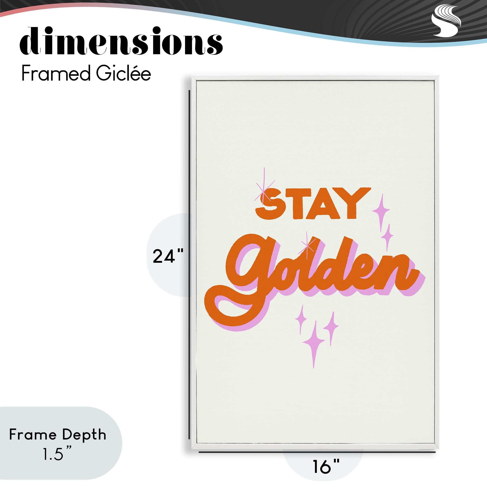 Stupell Industries Stay Golden Retro Letters White Framed Giclee Art, design by Indira Prieto | IndySign