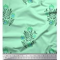 thumbnail image 1 of Soimoi Cotton Voile Fabric Leaves & Floral Block Printed Fabric 1 Yard 42 Inch Wide, 1 of 3