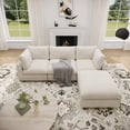 thumbnail image 5 of bokifol 100.5"L Shaped Modern Sofa Modular Sectional Cloud Couch with Ottoman,4-Seat Chenille Deep Seat Sofa with Pillow for Living Room,Bedroom and Apartment,Beige, 5 of 18