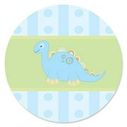 Angle View: Baby Boy Dinosaur - Party Circle Sticker Labels - 24 Count