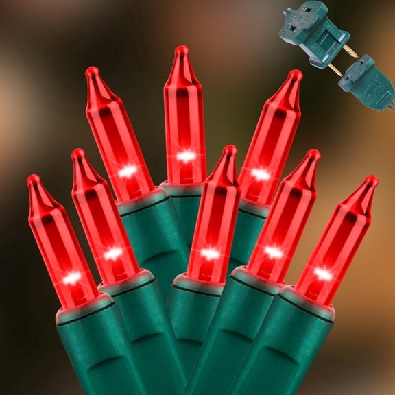 LAMPHOME 100 Red Valentine String Lights, 20FT Green Wire Mini Lights, Ideal for Christmas Tree, Party, Wedding, Home Indoor Outdoor Holiday Decor