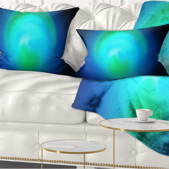 Designart Blue Misty Sphere on Black - Abstract Throw Pillow - 12x20