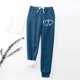 thumbnail image 3 of Pantalones térmicos Gibobby mujer Terciopelo estampado corazón cálido con bolsillos Cintura alta Azul XXL, 3 of 5