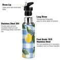 thumbnail image 3 of Yayeee 20oz Insulated Water Bottle Double Wall Stainless Steel with Flip Straw Lid, Light Blue Plaid, 3 of 7