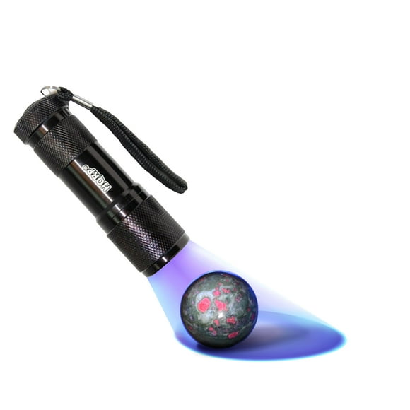 HQRP Professional 365 nM 9 UV LED Ultraviolet Gemstone and Mineral Inspection / Identification / Fluorescence / Glow Flashlight / Blacklight + HQRP UV Meter